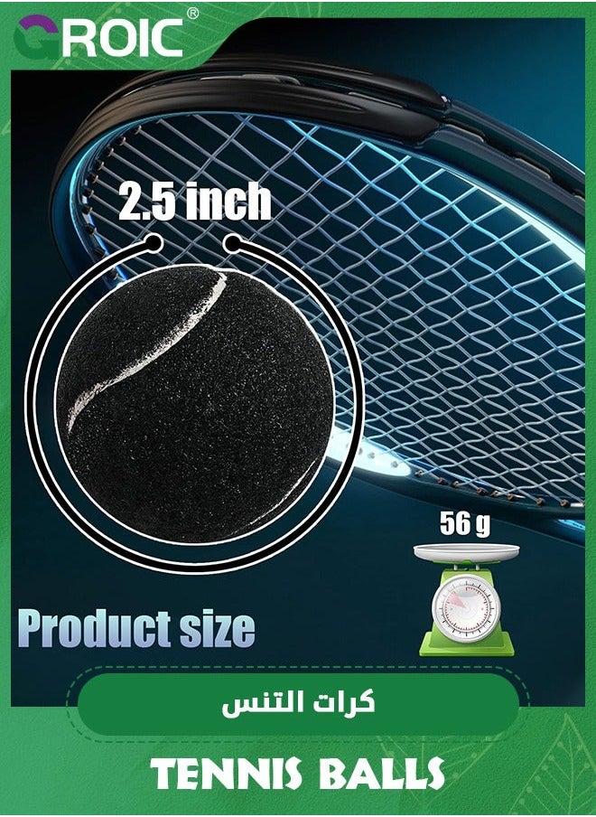 12 Pack Tennis Balls, Durable Pressurized Balls Black Felt Training High Bounce Practice Professional for Beginners or Pets