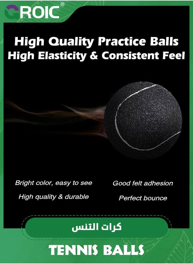 12 Pack Tennis Balls, Durable Pressurized Balls Black Felt Training High Bounce Practice Professional for Beginners or Pets