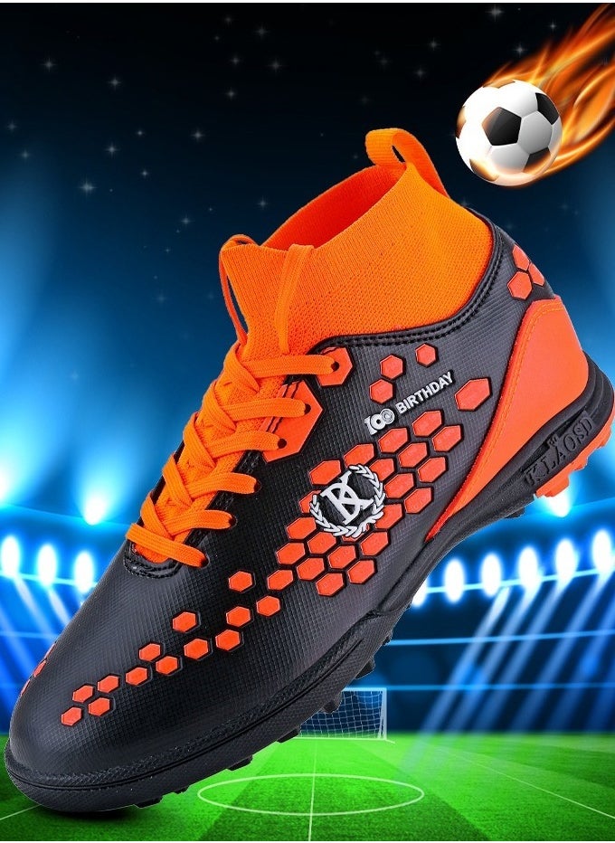 Easy And Comfortable Football Shoes, Broken Nails, Non-Slip Competition Training Shoes For Male And Female Middle School Students, Wear-Resistant Football Shoes On Artificial Grass, High-Top Multi-Color Shoes