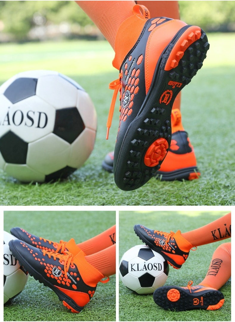 Easy And Comfortable Football Shoes, Broken Nails, Non-Slip Competition Training Shoes For Male And Female Middle School Students, Wear-Resistant Football Shoes On Artificial Grass, High-Top Multi-Color Shoes