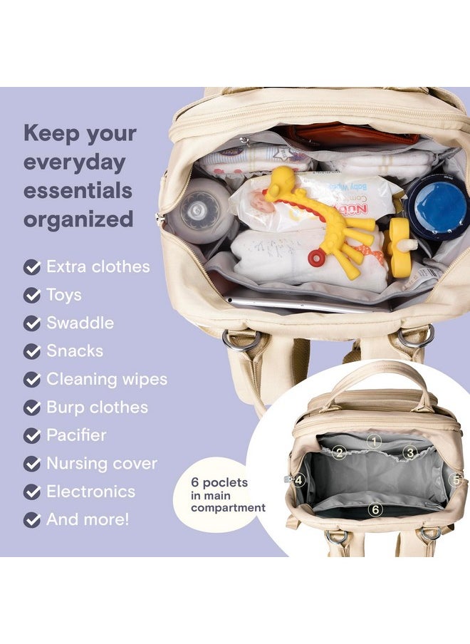 Diaper Bag Backpack, Multifunction Travel Pack Maternity Baby Changing Bags, Large Capacity, Waterproof, Beige