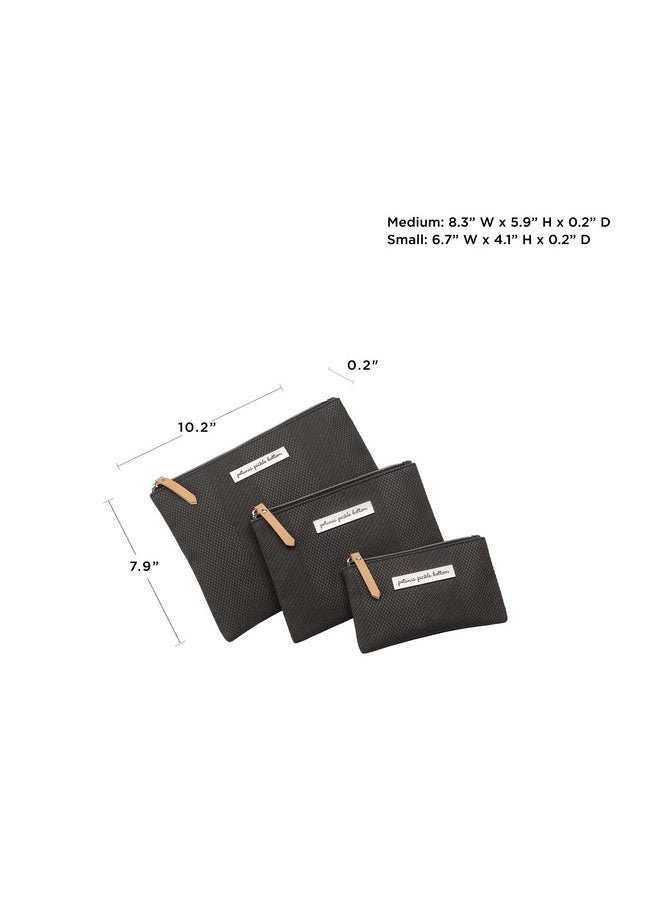 Organizer Trio | Zip-Close Pouches In 3 Convenient Sizes | For Diaper Bag, Stroller, Travel Bag Or Carry Alone | Carbon Cable Stitch