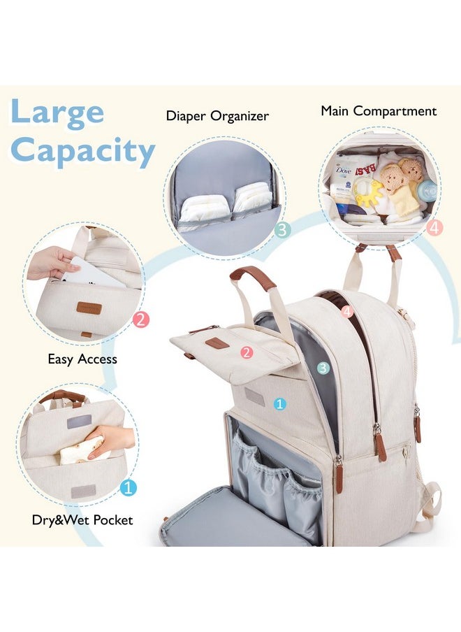 Diaper Bag Backpack, Large Diaper Bag Expandable For 2 Kids/Twins, Durable Baby Bag With Changing Pad, Water Resistant Travel Diaper Backpack For Mom Dad