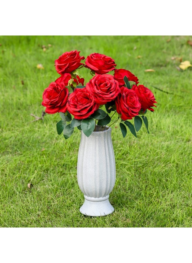 Cemetery Vase For Grave Decorations With Metal Spike Headstones Flower Holder For Atificial Flowers Fake Floral Outdoor Tombstone Markers Memorials Sympathy For Loss Of Loved Ones