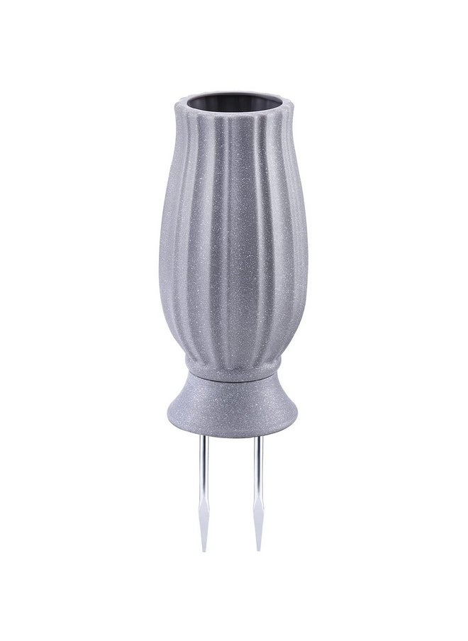 Cemetery Vase For Grave Decorations With Metal Spike Headstones Flower Holder For Atificial Flowers Fake Floral Outdoor Tombstone Markers Memorials Sympathy For Loss Of Loved Ones