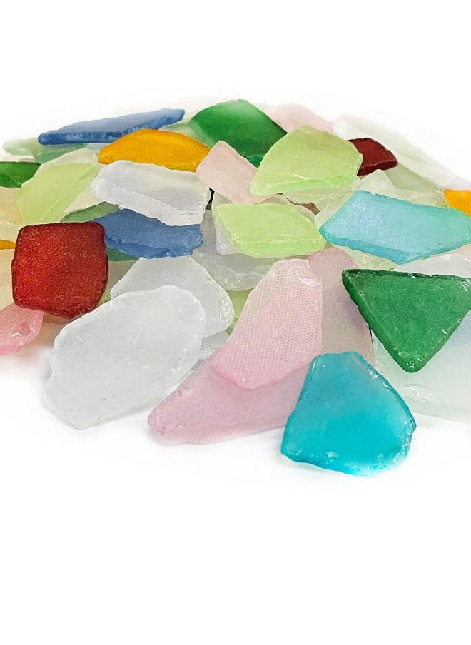 Sea Glass 64 Ounces Assorted Mix Rainbow Colors | Multiple Choices Crushed Glass Vase Filler | Aquarium Nautical Décor For Art Crafts Flat Frosted Dyed Color Stone