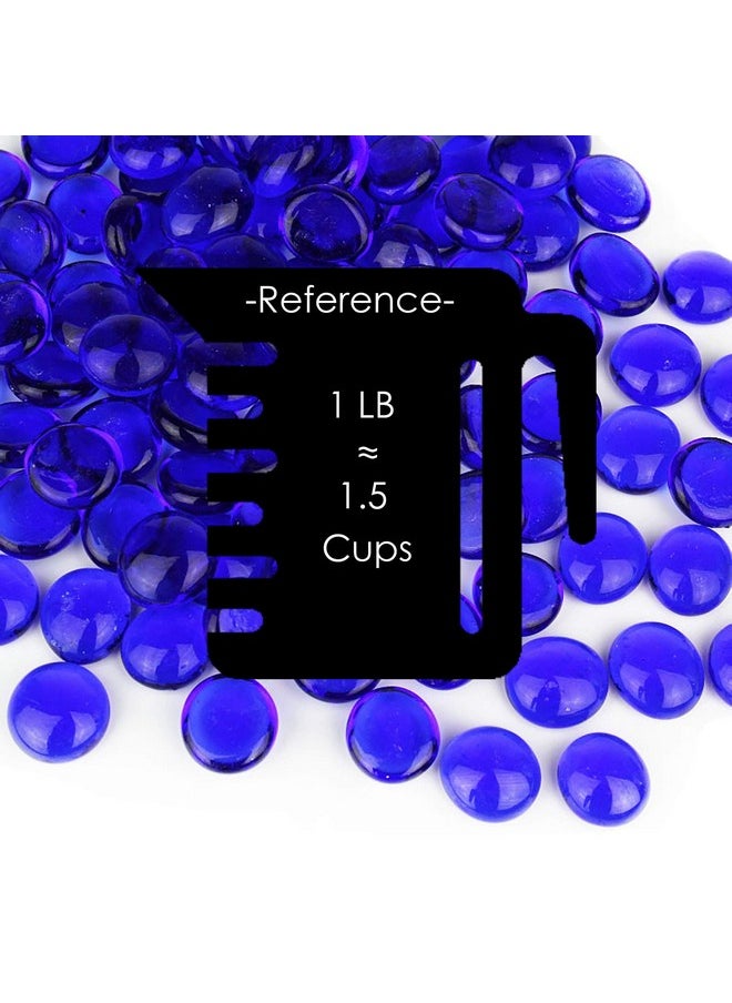 Cobalt Blue Glass Gemstone Beads Vase Fillers Flat Marble Beads Multiple Color Choices Aquarium Decor Rocks Floral Stones Decorative Mosaic Glass Gem Pebbles, 3 Lbs