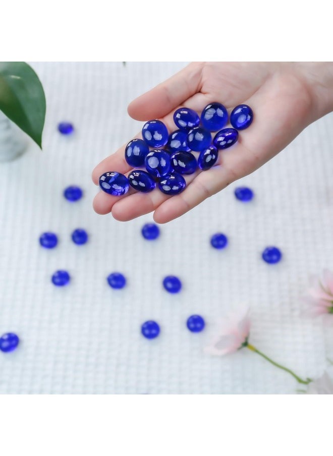 Cobalt Blue Glass Gemstone Beads Vase Fillers Flat Marble Beads Multiple Color Choices Aquarium Decor Rocks Floral Stones Decorative Mosaic Glass Gem Pebbles, 3 Lbs