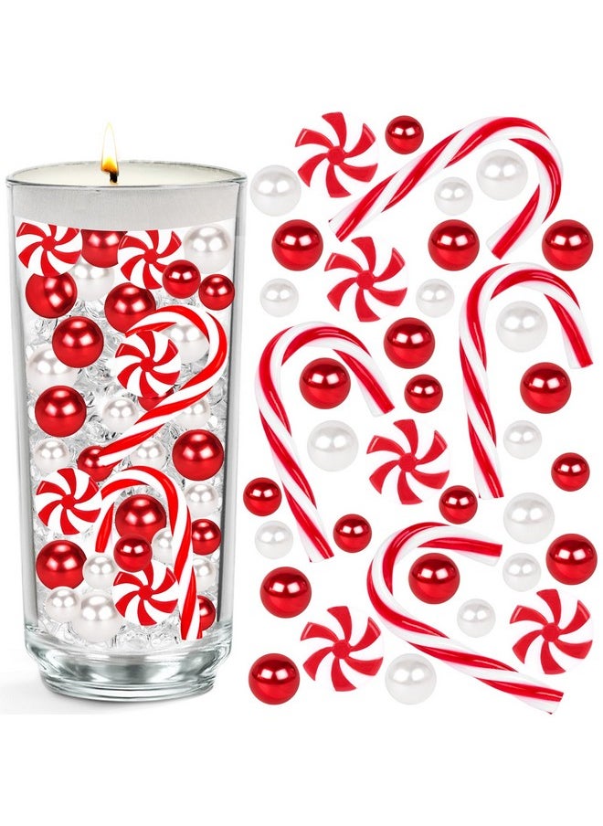 10120Pcs Christmas Vase Fillers, Candy Cane Decorations Red White Floating Pearls Vase Filler Clear Water Beads For Christmas Holiday Home Decoration