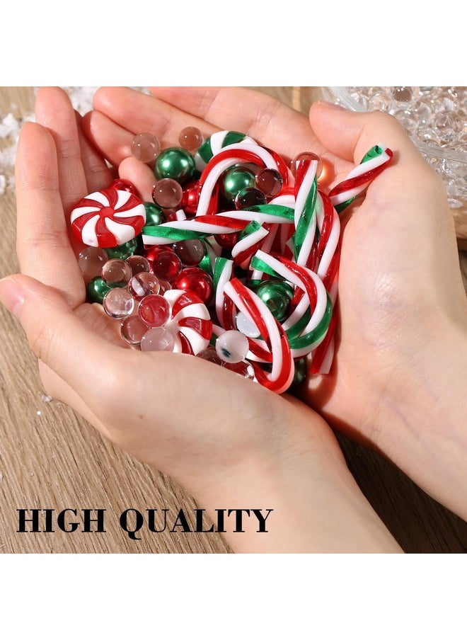 10120Pcs Christmas Vase Fillers, Candy Cane Decorations Red White Floating Pearls Vase Filler Clear Water Beads For Christmas Holiday Home Decoration