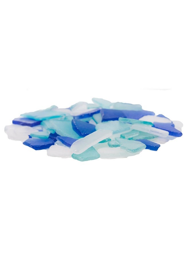 Sea Glass Craft - 22 Ounces Cobalt Blue White & Aqua - Beach Glass Craft - Sea Glass Décor - Sea Glass Vase Filler - Sea Glass Crafting - Bag Of Sea Glass - Craft Glass