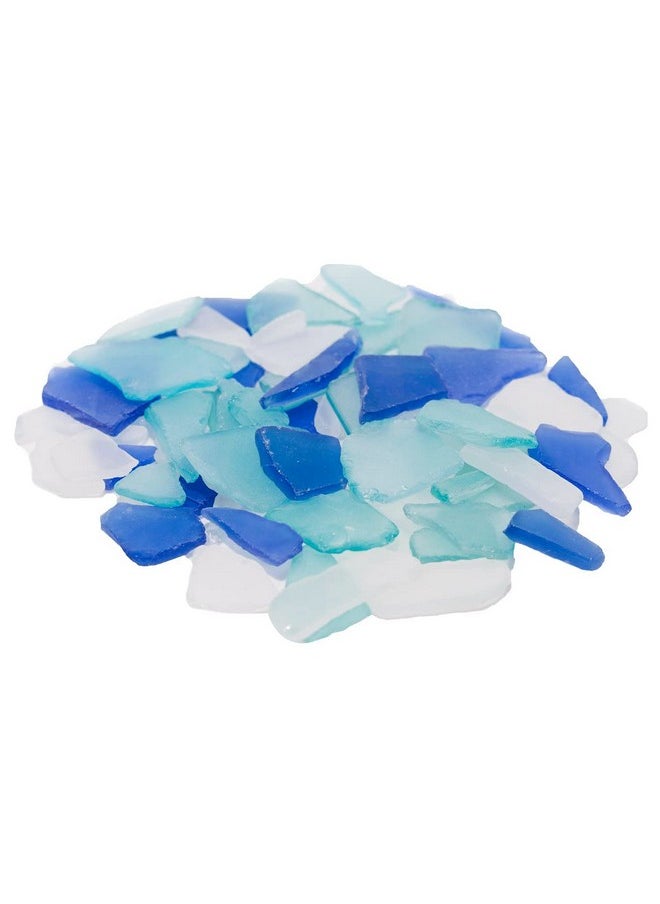 Sea Glass Craft - 22 Ounces Cobalt Blue White & Aqua - Beach Glass Craft - Sea Glass Décor - Sea Glass Vase Filler - Sea Glass Crafting - Bag Of Sea Glass - Craft Glass