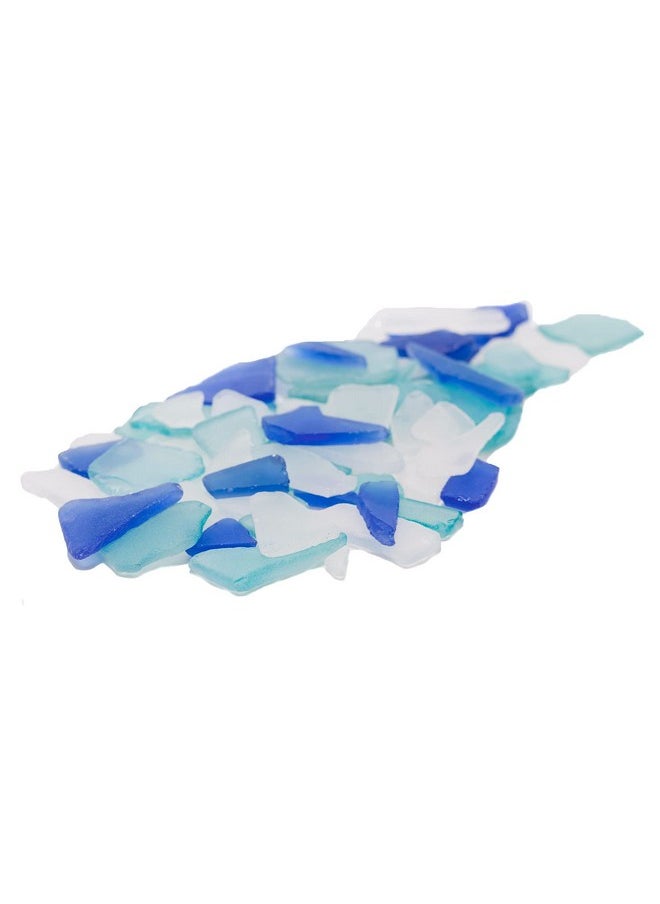 Sea Glass Craft - 22 Ounces Cobalt Blue White & Aqua - Beach Glass Craft - Sea Glass Décor - Sea Glass Vase Filler - Sea Glass Crafting - Bag Of Sea Glass - Craft Glass