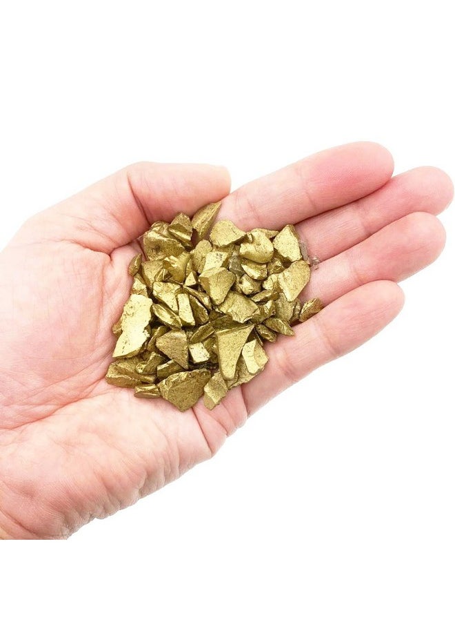 Metallic Gold Crushed Glass Vase Fillers (2 Lbs, Approx. 3 Cups) | Multiple Color Choices Aquarium Colored Gravel Sea Glass Pebbles | Arts & Crafts Crushed Gemstones