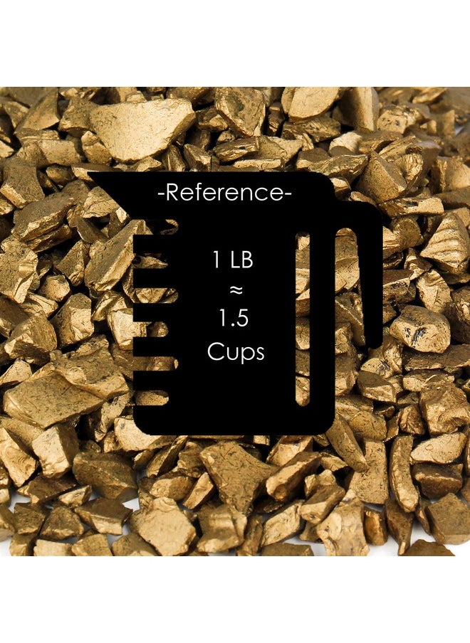 Metallic Gold Crushed Glass Vase Fillers (2 Lbs, Approx. 3 Cups) | Multiple Color Choices Aquarium Colored Gravel Sea Glass Pebbles | Arts & Crafts Crushed Gemstones