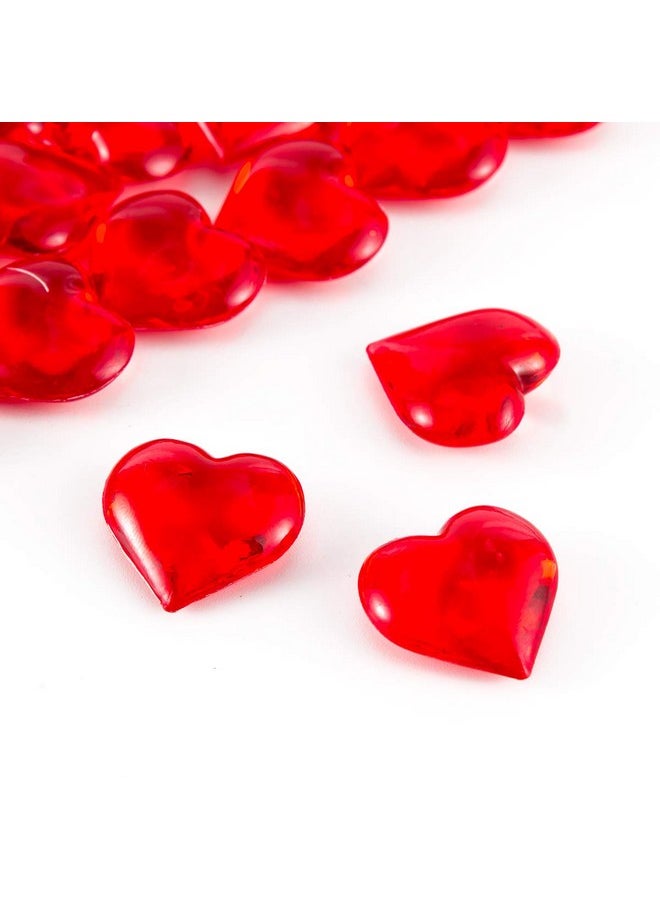 Red Acrylic Heart Translucent Hearts Shaped Crystals Gems For Table Scatter, Valentine'S Day, Wedding, Artwork, Birthday Party Decoration, Favor Vase Filler (150 Pieces) (Red)