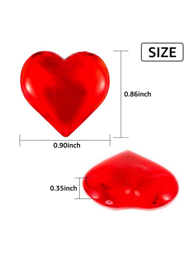 Red Acrylic Heart Translucent Hearts Shaped Crystals Gems For Table Scatter, Valentine'S Day, Wedding, Artwork, Birthday Party Decoration, Favor Vase Filler (150 Pieces) (Red)