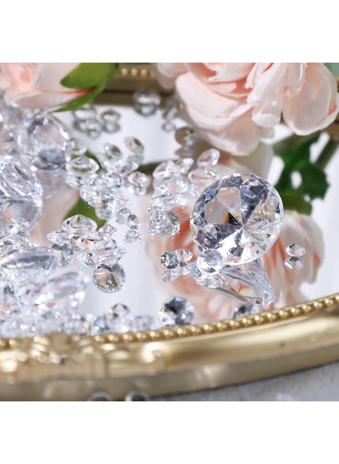 1000Pcs Diamond Decorations, Clear Diamonds For Table 5 Sizes Fake Diamonds Acrylic Gems Crystals For Vase Fillers Wedding Table Scatters Party