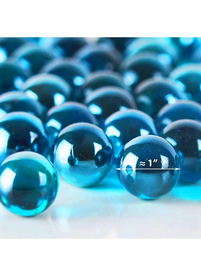 X-Large 1 Inch Light Blue Glass Marble Gemstone Vase Fillers, 3 Lbs