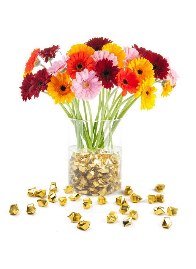 150Pcs Fake Gold Ice, Gold Acrylic Ice Fake Plastic Gold Nuggets Gold Rocks Gems Marble Vases Fillers For Table Scatter Decoration