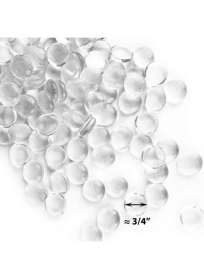 Clear Glass Gemstone Beads Vase Fillers (2 Lbs) Flat Marble Beads Multiple Color Choices Aquarium Decor Rocks Floral Stones Decorative Mosaic Glass Gem Pebbles