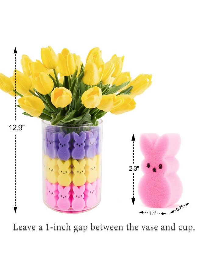 Easter Decorations - Easter Peeps Decor - Artificial Tulips With Bunnies Vase Filler Set, Spring Home Decoration Centerpieces For Tables