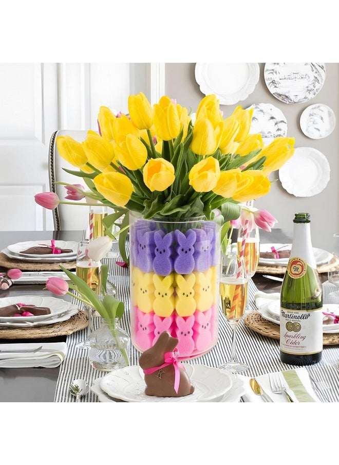 Easter Decorations - Easter Peeps Decor - Artificial Tulips With Bunnies Vase Filler Set, Spring Home Decoration Centerpieces For Tables