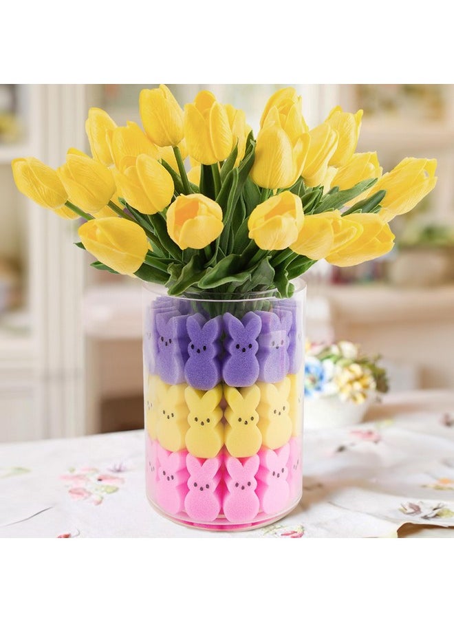 Easter Decorations - Easter Peeps Decor - Artificial Tulips With Bunnies Vase Filler Set, Spring Home Decoration Centerpieces For Tables