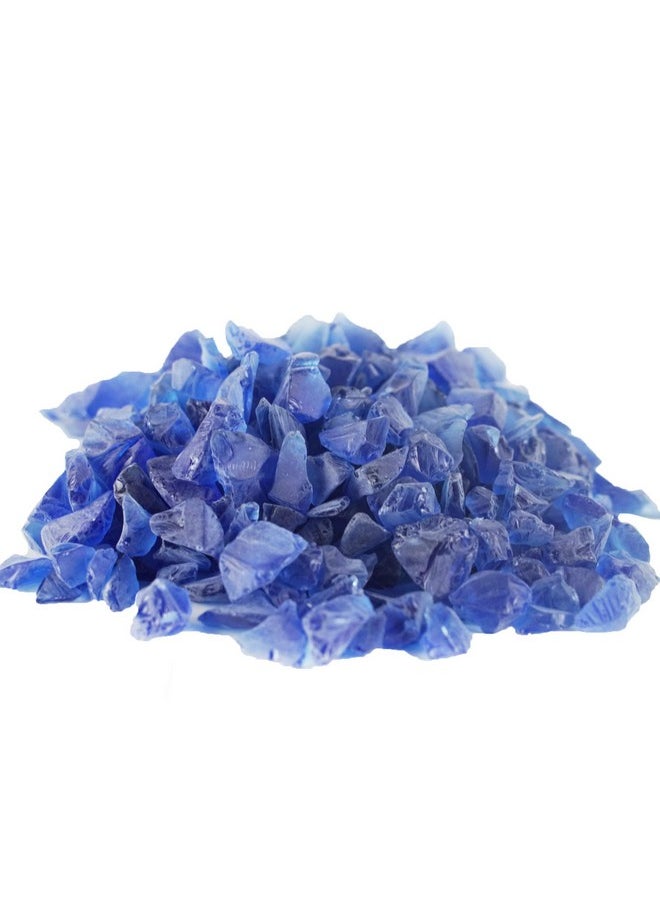 Frosted Cobalt Blue Sea Glass (4 Lbs, Approx. 6 Cups) | Multiple Color Choices Crushed Glass Vase Filler | Aquarium Nautical Decor For Art Crafts