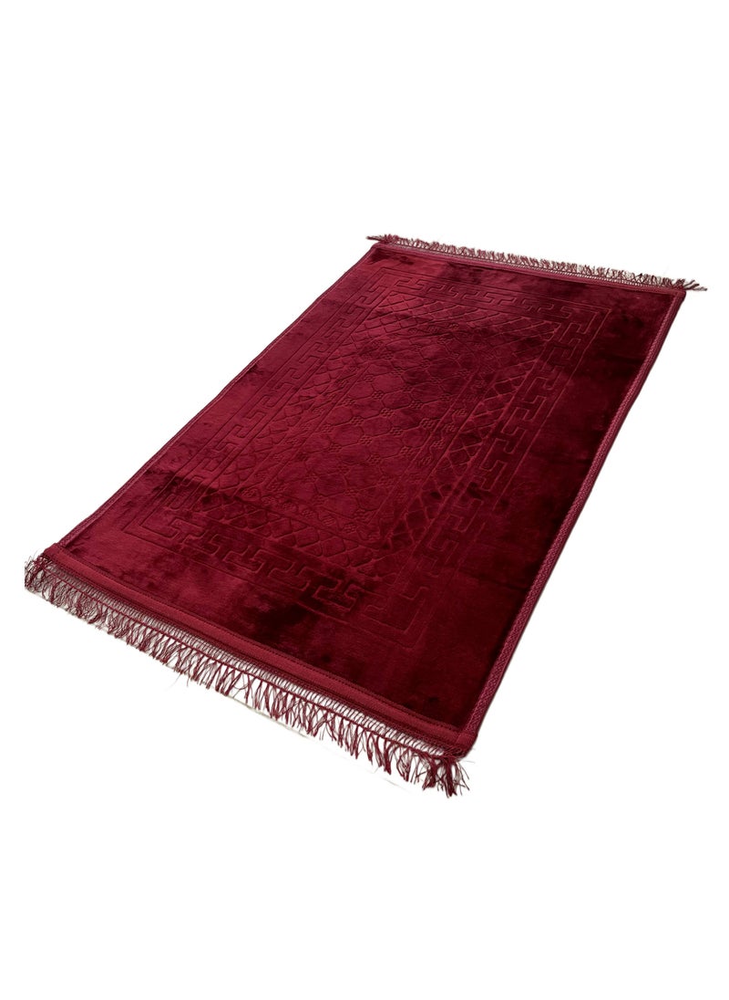 Set of 2-Prayer Mat Soft And Thick (Size-80x120cm) Islamic Prayer Rug Musallah, Color Red