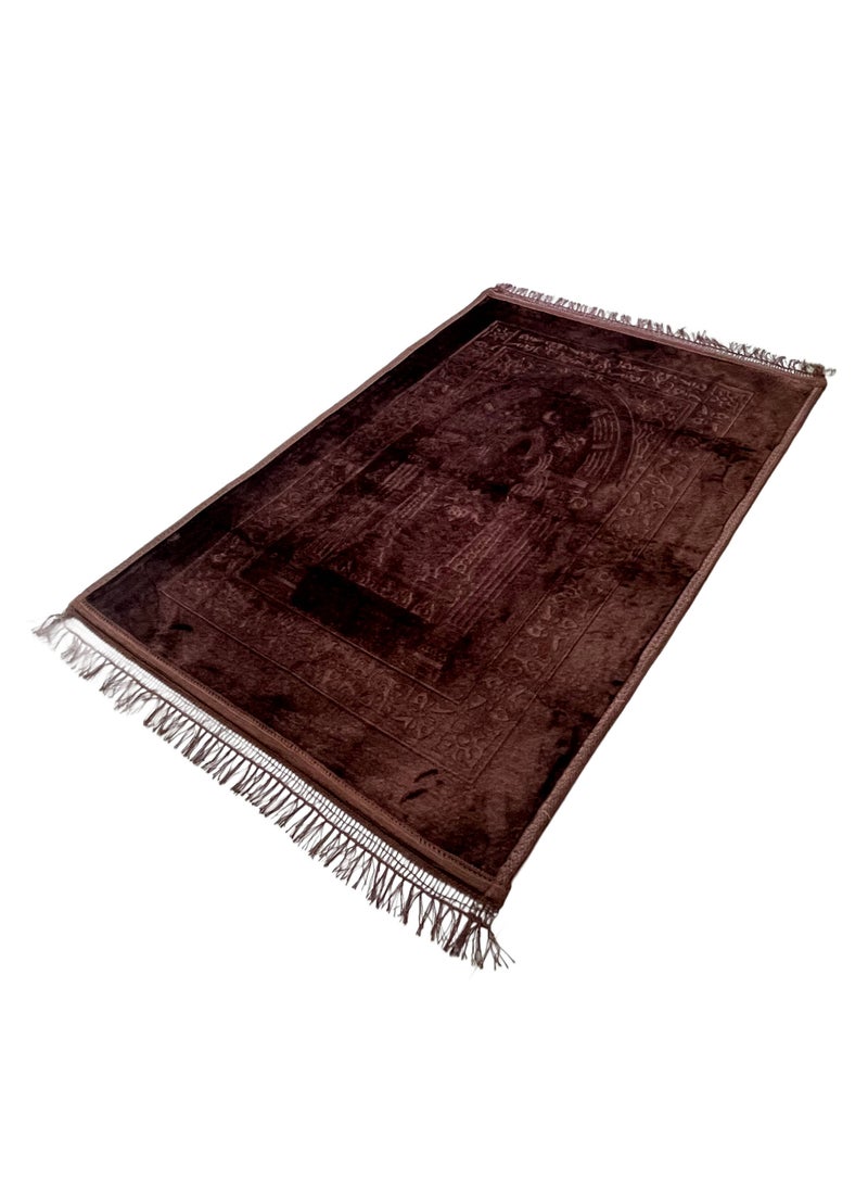 Set of 2-Prayer Mat Soft And Thick (Size-80x120cm) Islamic Prayer Rug Musallah, Color Brown