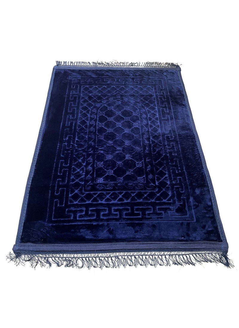 Set of 2-Prayer Mat Soft And Thick (Size-80x120cm) Islamic Prayer Rug Musallah, Color Blue