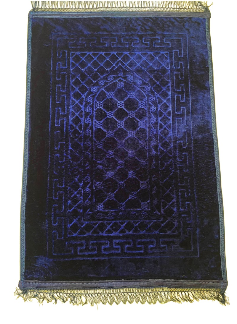 Set of 2-Prayer Mat Soft And Thick (Size-80x120cm) Islamic Prayer Rug Musallah, Color Blue