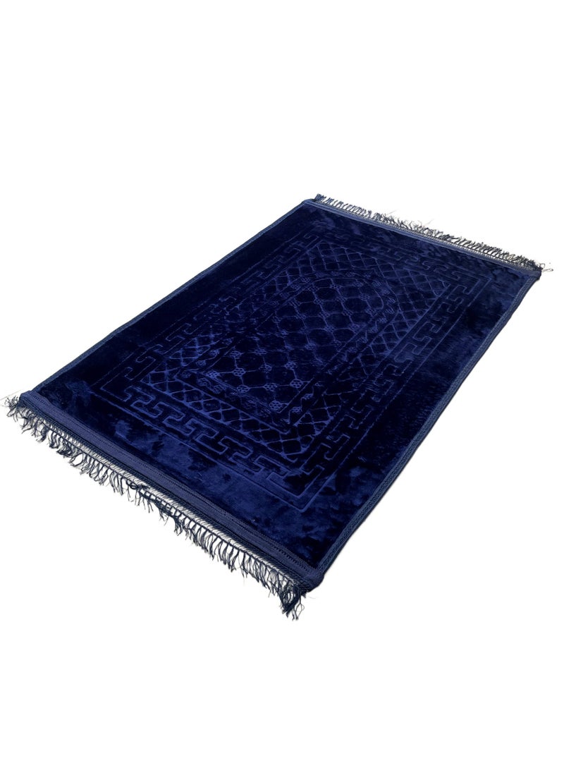 Set of 2-Prayer Mat Soft And Thick (Size-80x120cm) Islamic Prayer Rug Musallah, Color Blue