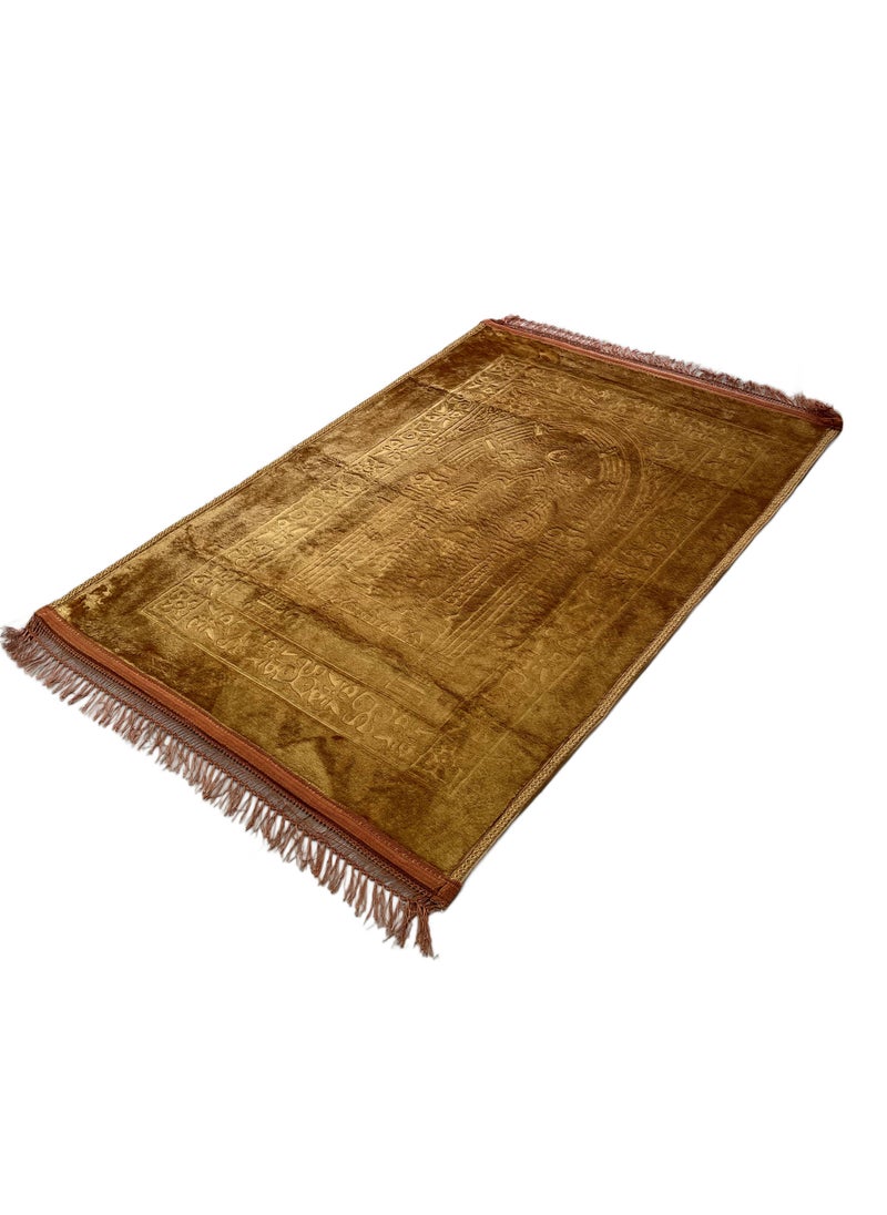 Set of 2-Prayer Mat Soft And Thick (Size-80x120cm) Islamic Prayer Rug Musallah, Color Gold