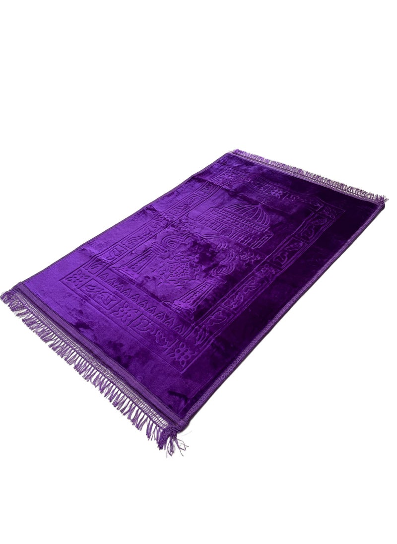 Set of 2-Prayer Mat Soft And Thick (Size-80x120cm) Islamic Prayer Rug Musallah, Color Purple