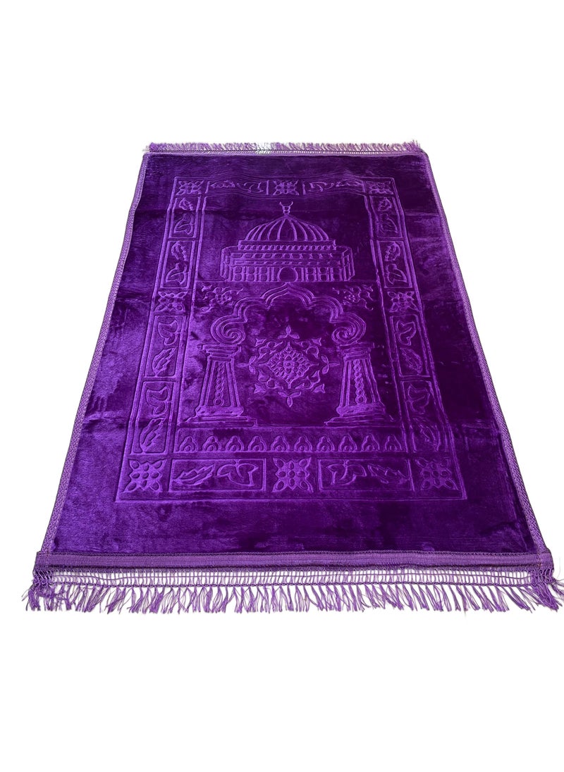 Set of 2-Prayer Mat Soft And Thick (Size-80x120cm) Islamic Prayer Rug Musallah, Color Purple