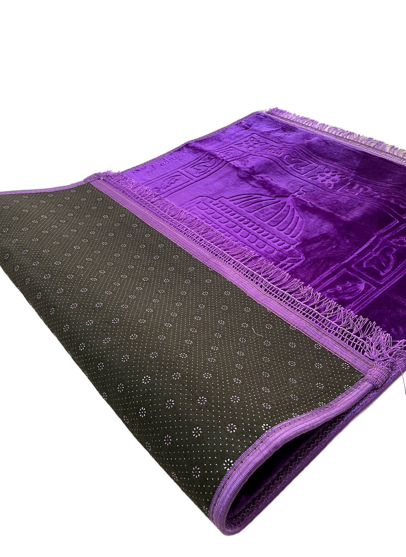 Set of 2-Prayer Mat Soft And Thick (Size-80x120cm) Islamic Prayer Rug Musallah, Color Purple