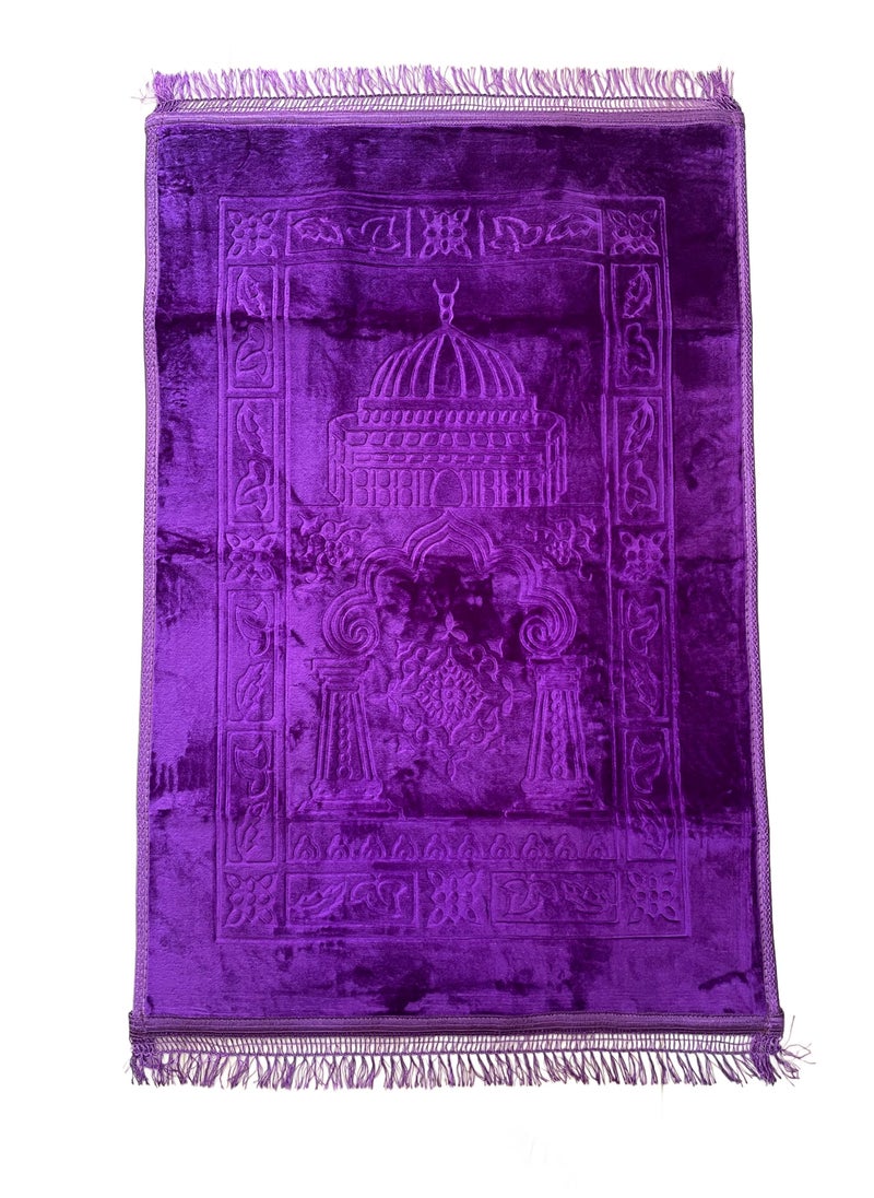 Set of 2-Prayer Mat Soft And Thick (Size-80x120cm) Islamic Prayer Rug Musallah, Color Purple