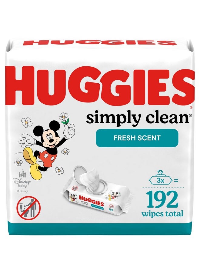 Simply Clean Fresh Scent Baby Wipes, 3 Flip-Top Packs Of 64 (192 Wipes Total)