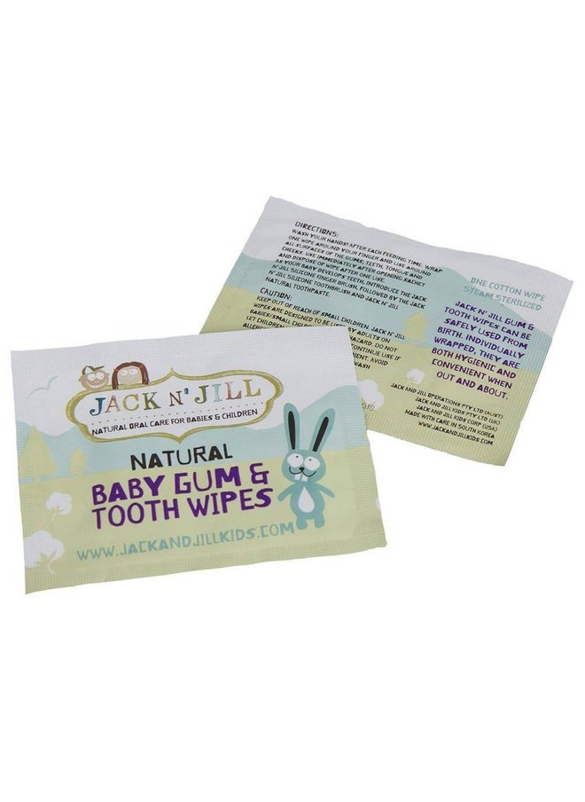 Baby Gum & Tooth Wipes - Natural & Safe, Contains Only Water & Xylitol, Soft Sterilized Cotton, Free From Fluoride & Sugar, Baby Mouth Wipes - 25 Individually Wrapped Wipes