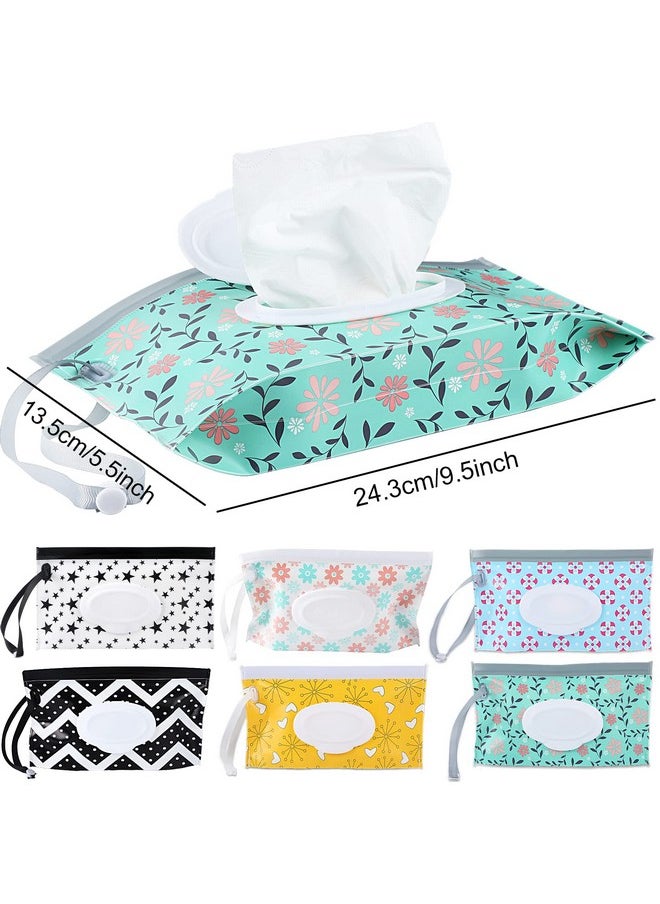 6 Pack Baby Wipes Dispenser, Portable Refillable Wipe Holder, Baby Wipes Container, Reusable Wipes Case, Baby Travel Wet Wipes Pouch