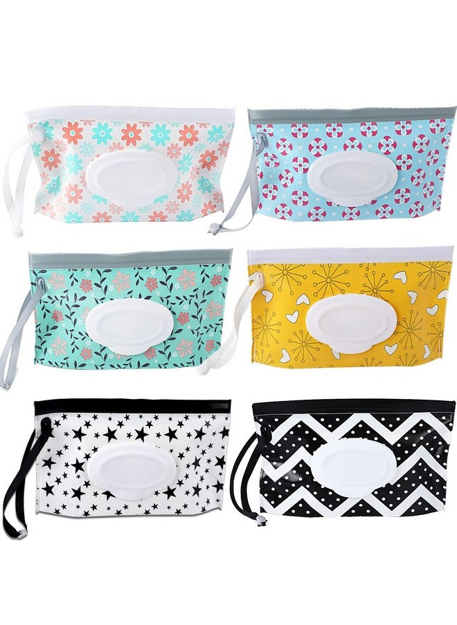 6 Pack Baby Wipes Dispenser, Portable Refillable Wipe Holder, Baby Wipes Container, Reusable Wipes Case, Baby Travel Wet Wipes Pouch