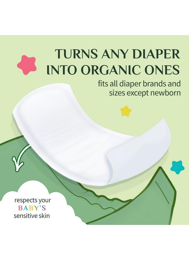 100% Certified Organic Cotton Baby Diaper Liner For Sensitive Skin, Absorbency Booster Pad, Fits All Brands Diapers, 20 Count