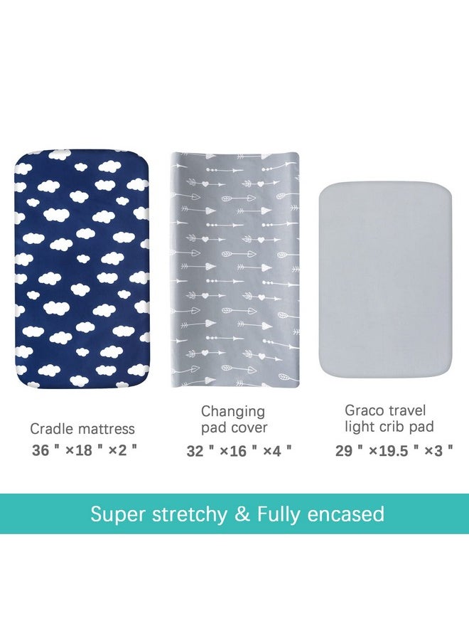 Changing Pad Cover, Diaper Changing Pad Covers 4 Pack, Fitted Baby Changing Table Sheets For 32''×16'' Change Table Pad, Cradle & Bassinet Sheets For Boys & Girls, Soft & Breathable