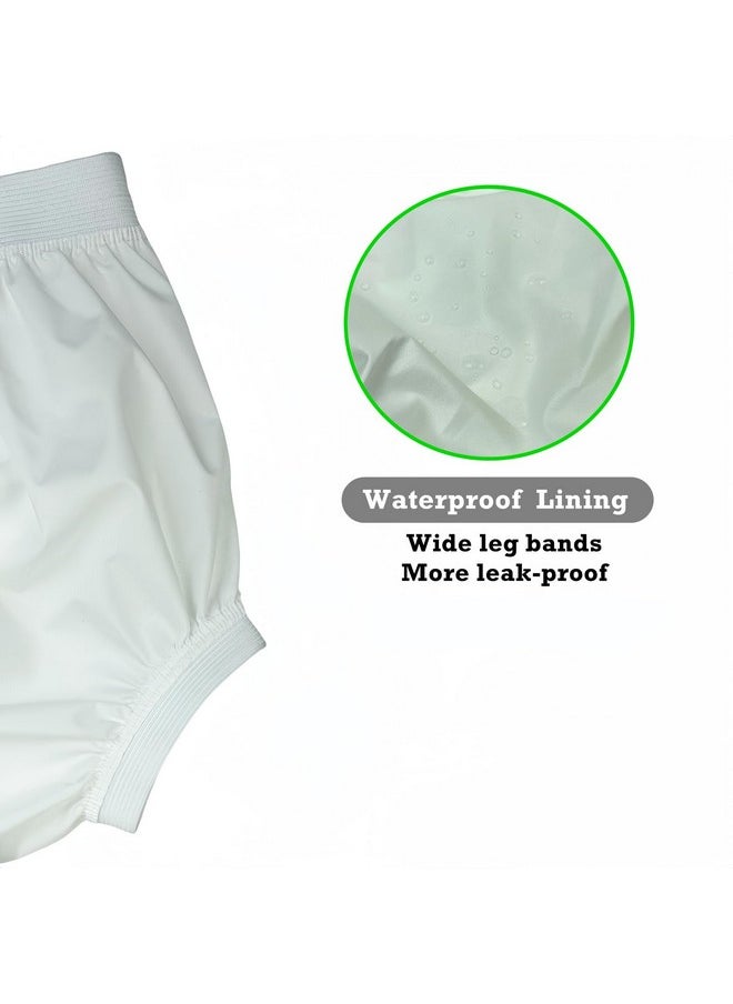 Reusable Cloth Diaper Cover For Baby, Waterproof Plastic Underwear For Potty Training 4 Pcs(White, L)