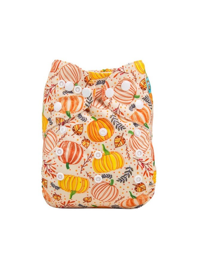 Baby Reuseable Washable Pocket Cloth Diaper Nappy + 2 Inserts (Pumpkin Feast) H139