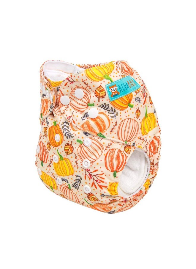 Baby Reuseable Washable Pocket Cloth Diaper Nappy + 2 Inserts (Pumpkin Feast) H139