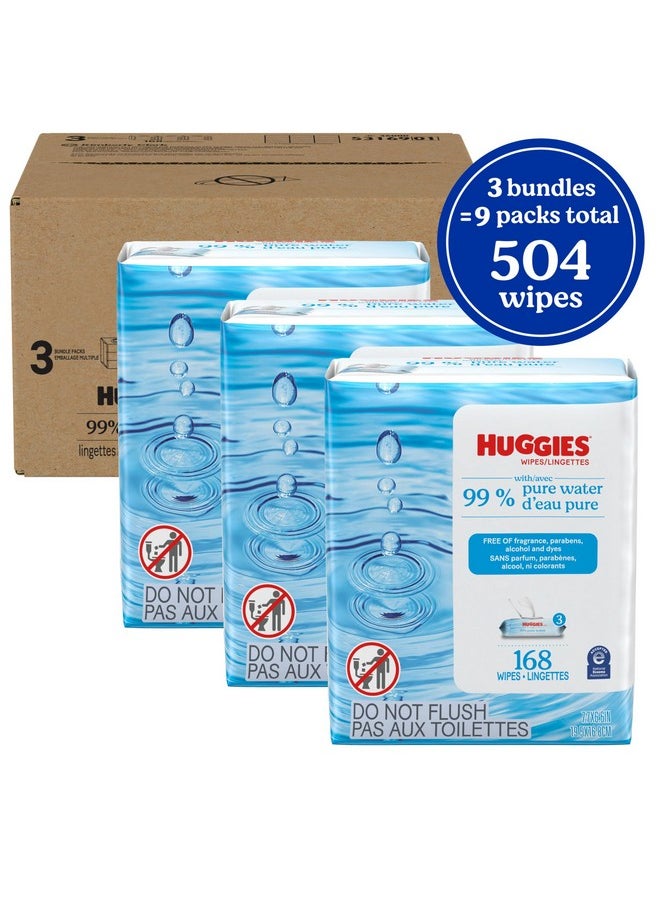 99% Pure Water Baby Wipes, Unscented, 9 Flip-Top Packs (3 Packs Of 3), 504 Wipes Total, Packaging May Vary