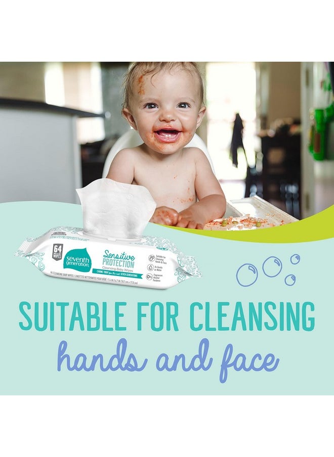 Baby Wipes, Sensitive Protection With Flip Top Dispenser, White, Unscented, 72 Count (Pack Of 7) (Packaging May Vary)
